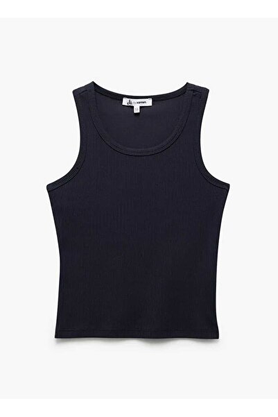 Koton Antrasit Kadın Halter Yaka Dar Kalıp T-Shirt 5SAL30052IK