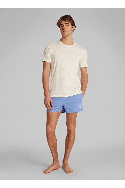 Calvin Klein Pamuk ve Keten Karışımlı Regular Fit Bisiklet Yaka T Shirt KM0KM...