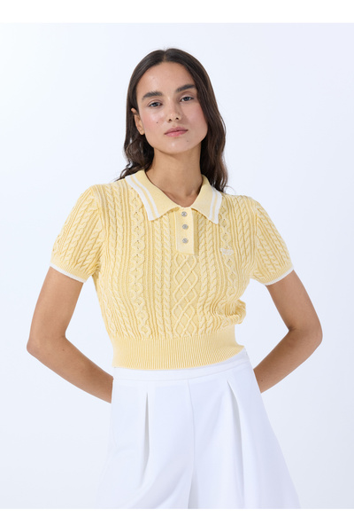 Tommy Jeans Polo Yaka Normal Kırık Beyaz Kazak Kadın DW0DW21357ZGA