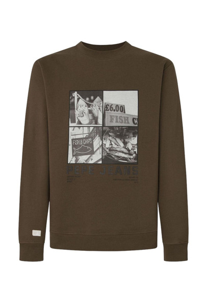 Pepe Jeans Crew Neck Brown Men's Sweatshirt Pm582730-876 Awest Crew