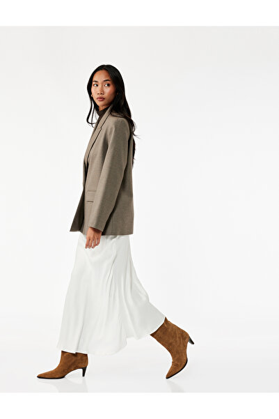 Koton Viskon Midi Boy Kloş Saten Etek