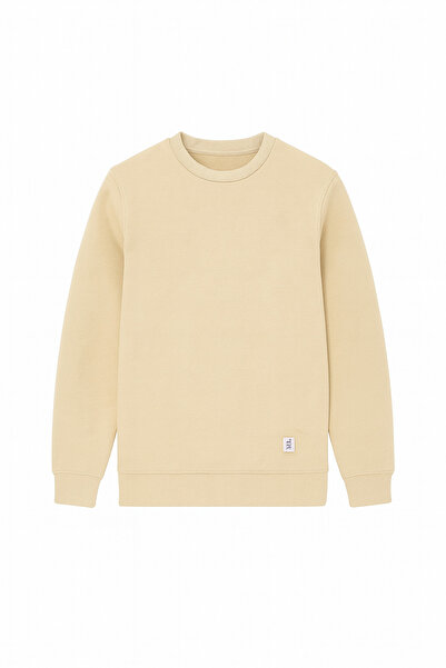 CLIPMAN Ανδρική slim Fit Crew Neck μονόχρωμη μπλούζα με 3 κλωστές μπεζ