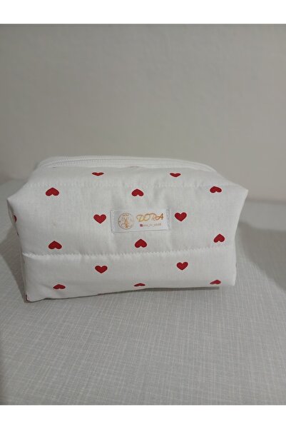 dora ev tekstıl حقيبة مكياج على شكل قلب أحمر