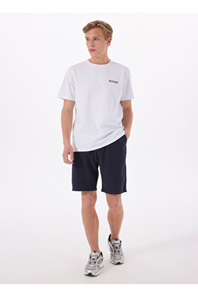 Mustang Lacivert Erkek Standart Nakışlı Bermuda Şort M5SM-SRT1678