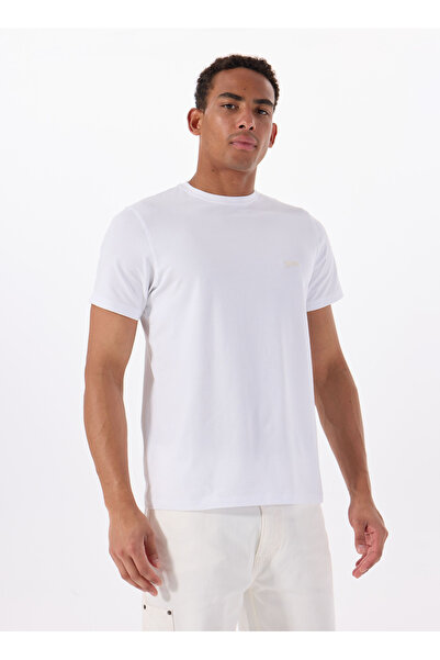 Guess Crew Neck Patterned White Men's T-Shirt M4Gi70Kc9X0G011 Ss Cn Basic Pima