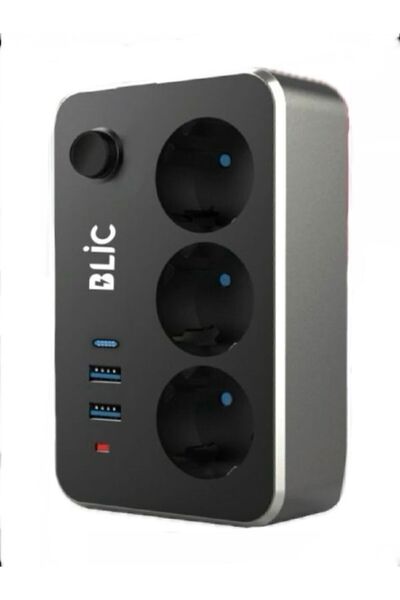 Fulltech 3lü Priz 2 Usb 1 Typec 2 Metre Kablo Anahtarlı Termal Akım Korumalı ...