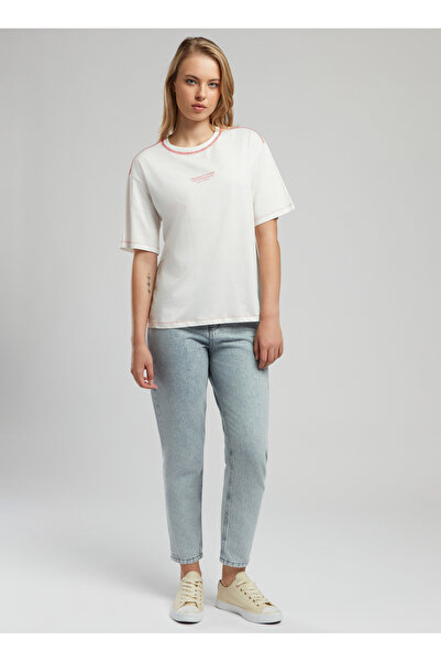 Lee Cooper Crew Neck Printed Ecru Women's T-Shirt 252 Lcf 242014 Karbe Ecru-K