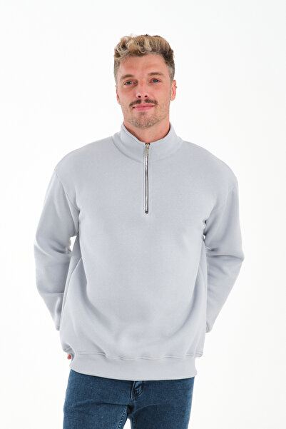 KAPHONE Erkek Yarım Fermuarlı 3 İplik İçi Polarlı Şardonlu Sweatshirt