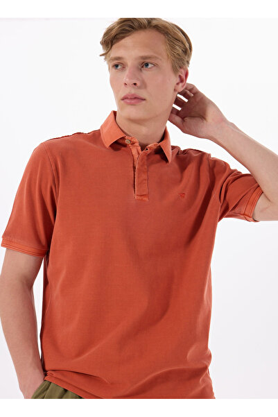 Mustang Nakışlı Turuncu Erkek Polo T-Shirt M5SM-TST1326