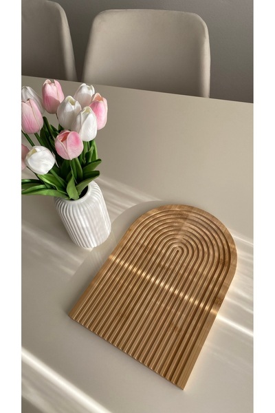 ZEYTUN Half Rainbow Decorative Bamboo Presentation Tray - 32 X 23 cm