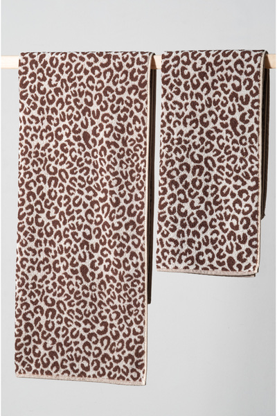 DNZGÜLCAN Leopard Towel Set Turkish Bath Set – 50X90 and 70X140 cm Bath Towel Set