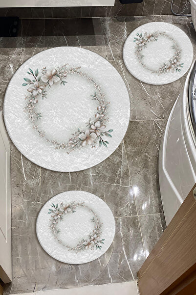 Evperest Çiçekli Banyo Paspas Seti