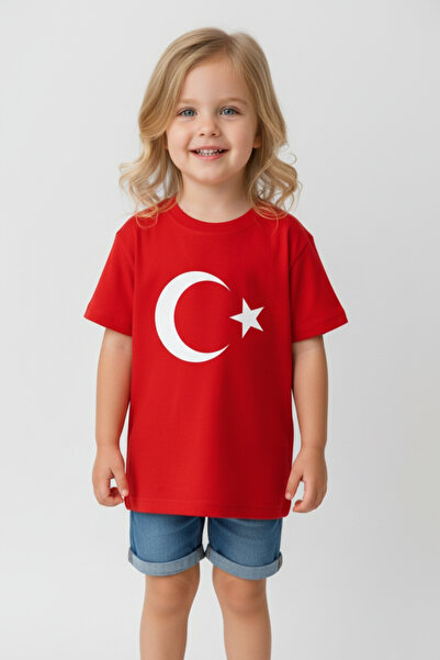 Sibel Günay Butik Türk Bayraklı Ay Yıldızlı Kırmızı Unisex Tişört | %100 Pamu...