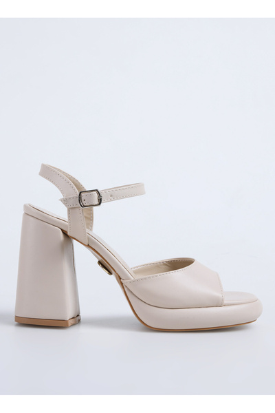 Fabrika Bej Kadın Topuklu Ayakkabı NOSAH