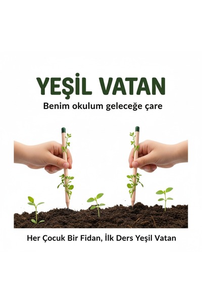 Yaşayan Kalem 50 Pieces Green Homeland Theme Printed Seed Pens (Pine Seed)