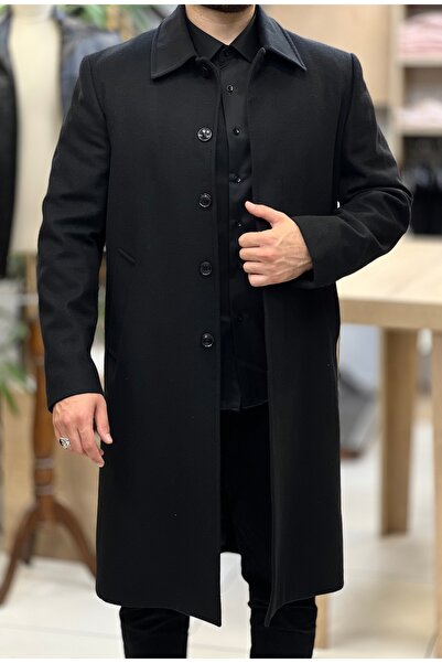 SAVARA Erkek Uzun Boy Klasik Kalıp Bebe Yaka Erkek Palto Kaban