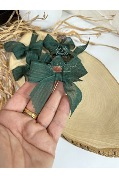 LAYLAEVENTS Keten Kurdele Hazır Fiyonk -20 Adet-yeşil