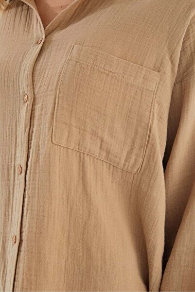 Mixray 3833 Γυναικείο πουκάμισο μουσελίνας με τσέπες μεγάλου μεγέθους βιζόν