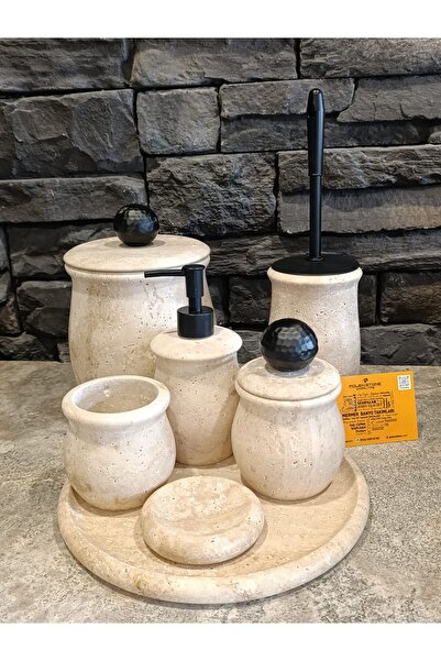 Polen Stone – Fıçı Model Traverten 7’li Banyo Seti