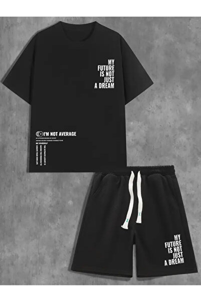 ACTIVE MODA -MY FUTURE BUMBAC IMPRIMAT supradimensionat tricou SETURI DE 2 PANTALONI SCURTI MĂRIME MARE
