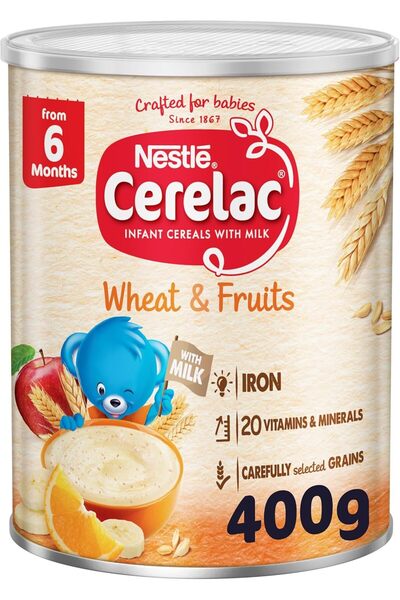 Cerelac حبوب نستله للأطفال مع الحديد والقمح والفواكه من عمر 6 أشهر 400 غرام