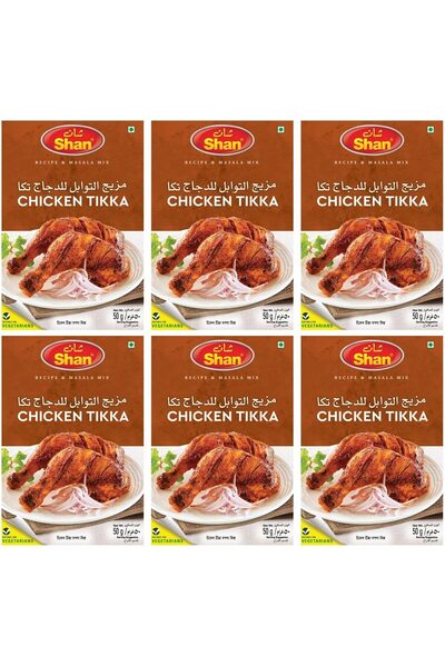 Shan وصفة دجاج تيكا ومزيج ماسالا 50 جرام (عبوة من 6 قطع)