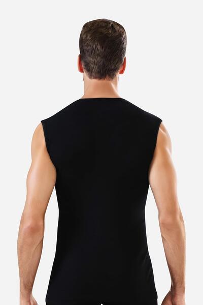 Arma Yıldız Men's Cotton Black T-Shirt Zero Sleeve Crew Neck Sleeveless Undershirt 2 Pack