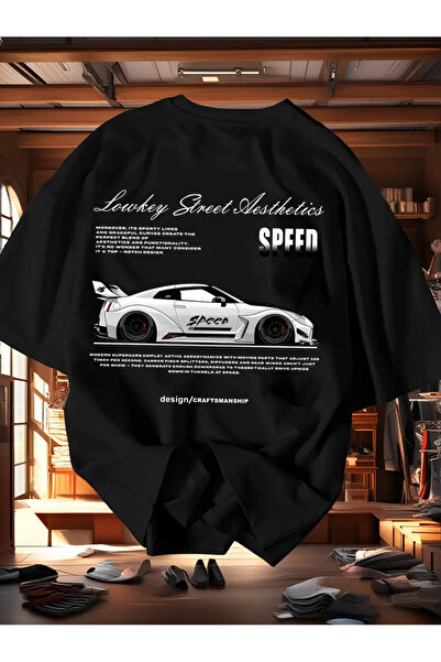 ACTIVE MODA تي شيرت قطني كبير الحجم مطبوع عليه كلمة SPEED