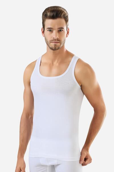 Arma Yıldız Men's White Rib Tank Top 3 Pack 100% Cotton