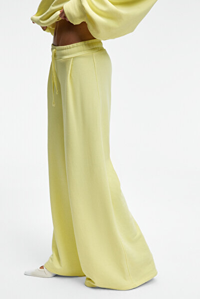 GRIMELANGE ORMIRA Kadın Oversize Fit Yanları Cepli Lastikli Bel Sarı Eşofman Altı