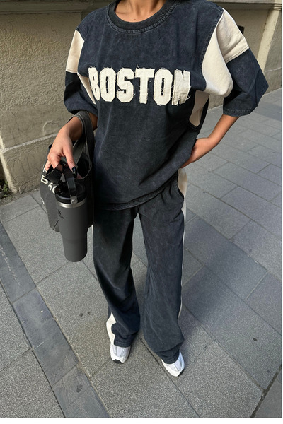 Bliss Γυναικείο σετ φούτερ με κοντό μανίκι Paris με άνετο κάτω μέρος