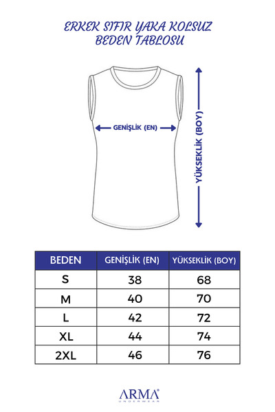 Arma Yıldız Men's Cotton Gray T-Shirt Zero Sleeve Crew Neck Sleeveless Undershirt 2 Pack