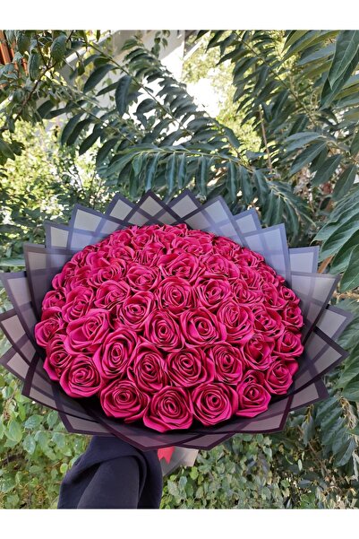 BUKET DÜNYASI 60 Lı Led Işıklı Söz Nişan Solmayan Gül Buketi Bordo Gül Dışı S...