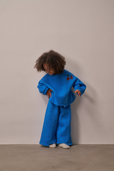 Oh La La Koala For Little Ones Blue Shoulder Embroidered Asymmetrical Detailed Top and Bottom Set
