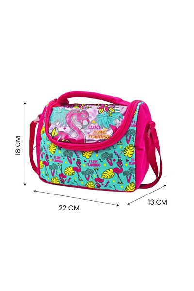 Wia Turquoise Palm Flamingo Thermos Lunch Bag