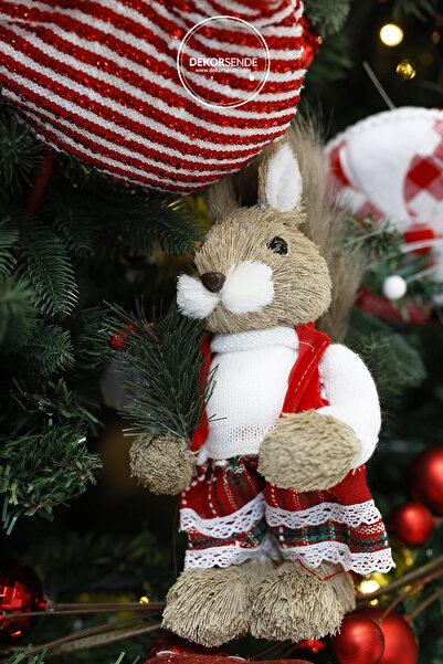 Dekorsende زينة عيد الميلاد بالون زبلين لامع أحمر وأبيض 30 سم