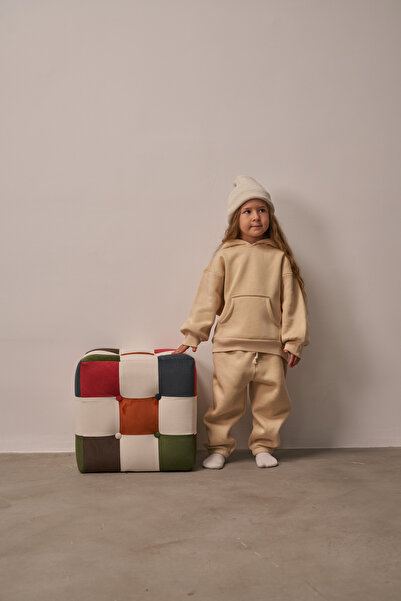 Oh La La Koala For Little Ones Beige Children's Kangaroo Pocket Oversize Tracksuit Set