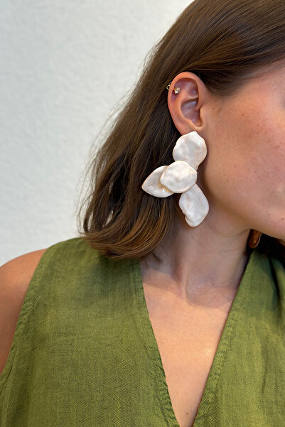 yucelique مجموعة Zra Beach Collection أقراط عاجية من العقيق الفيروسي