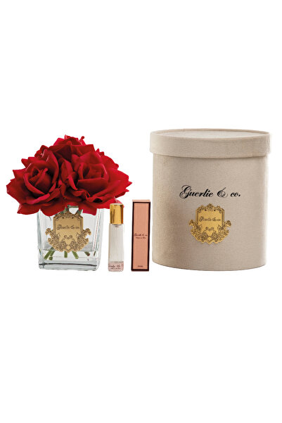 Guerlieandco. Kırmızı 5 Gül Gold Logo Kare Cam