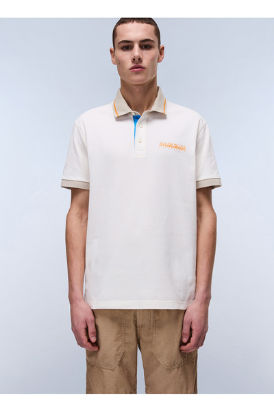 Napapijri Ανδρικό λευκό μπλουζάκι πόλο e-zeri Napapijri