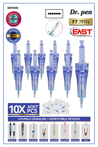 DEFOND Dr Pen A6-a10-a1-n2-m5-m7-e30-mym Uyumlu Iğneleri 10 Adet Orijinal Dermapen 7 pin İğne Kartuşu
