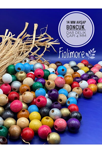 Fiolimore 14 mm drvene perle u različitim bojama (50 grama, 50 komada) promje...