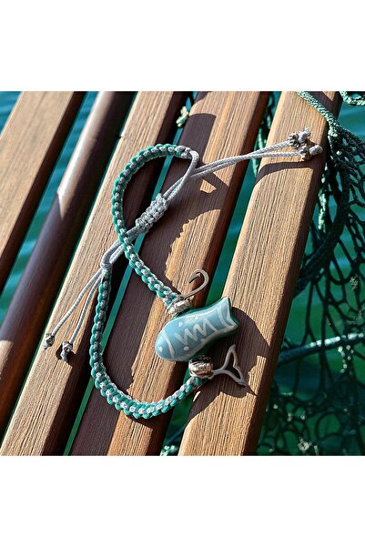 MODA Knitted Lucky Bracelet |   Lucky Bracelet with Ceramic Fish & Steel Fish...