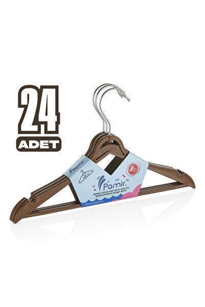 Beray 24 Adet Özel Tasarım Ahşap Görünümlü Çocuk Ve Bebek Kıyafet Askısı Elbise Askısı