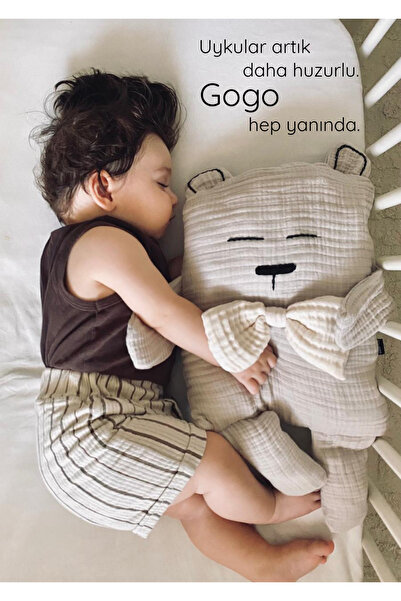 Lawon Çocuk Bebek Müslin Uyku Arkadaşı – Gogo Panda El Yapımı Büyük Yastık