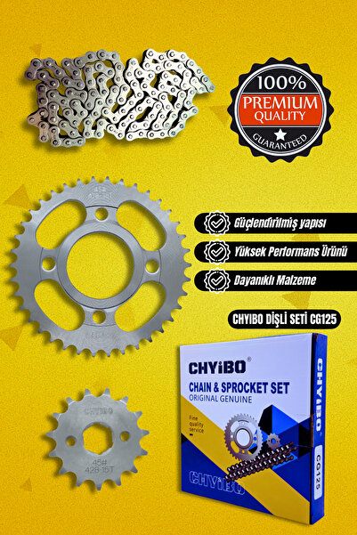 Mondial SHİBO Zincir Dişli Seti Cg 100 - 125 - 150 Arka 38 Diş Ön 15 Diş