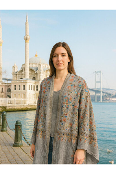 fiore fashion Embroidered Shawl 85% Cashmere 15% Silk Embroidered Scarf