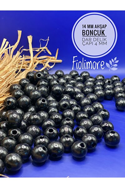 Fiolimore 14 мм черни дървени мъниста (50 грама, 48 броя) с малък диаметър на...