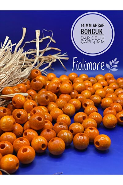 Fiolimore 14 mm narandžaste drvene perle (50 grama, 48 komada) promjer uske r...