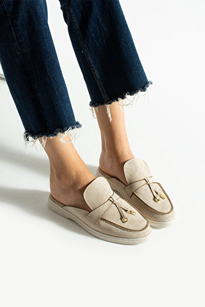 diclepolat Жіночі бежеві замшеві лофери без шнурків Жіночі тапочки Luna